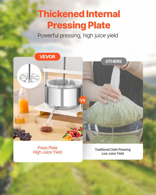 Giselle 12L Fruit Wine Press Stainless Steel Manual Juice Maker Cider