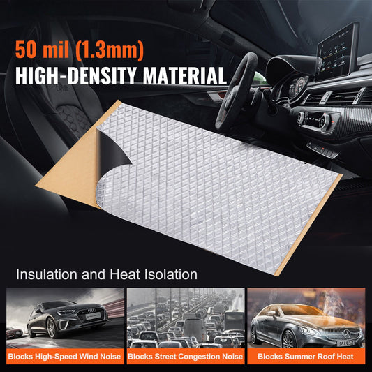 Car Sound Deadening Mat, 50 mil 4.8sq.m Car Sound Dampening Material, Butyl Automotive Sound Deadener, Noise Insulation and Vibration Dampening Material for Car