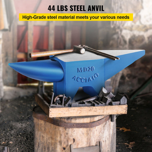 Single Horn Anvil 44Lbs Steel Anvil Blacksmith for Sale Forge Tools and Equipment Anvil Rugged Round and Square Hole Horn Anvil Blacksmith Jewelers Metalsmith Blacksmith Tool