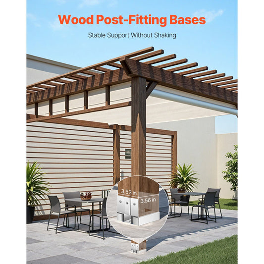 4x4 Post Base 10 Pcs, Inner Size 3.53x3.56inch/89.6x90.5mm Concrete Post Anchor, Heavy-Duty Zinc-Plated Carbon Steel Posts Brackets with 1 Inch Standoff Elevation, for Concrete Pergolas Patios