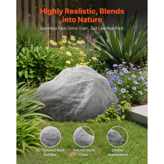 Faux Rock Cover, Outdoor Fake Rock Well Pump Cover, Realistic Natural Texture, Lightweight & Weather-Resistant Artificial Boulder for Landscaping Garden Yard DΓ©cor, Dark Grey, Medium Size