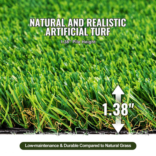 Artifical Grass, 3 x 5 ft Rug Green Turf, 1.38" Fake Door Mat Outdoor Patio Lawn Decoration, Easy to Clean with Drainage Holes, Perfect For Multi-Purpose Home Indoor Entryway Scraper Dog Mats