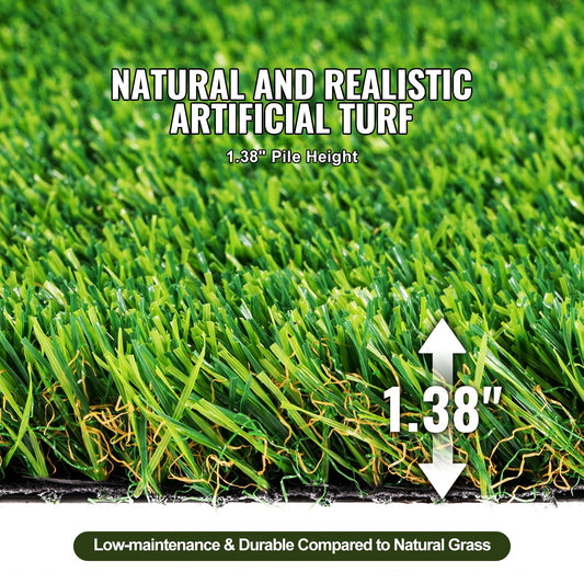 Artifical Grass, 6 x 10 ft Rug Green Turf, 1.38"Fake Door Mat Outdoor Patio Lawn Decoration, Easy to Clean with Drainage Holes, Perfect For Multi-Purpose Home Indoor Entryway Scraper Dog Mats