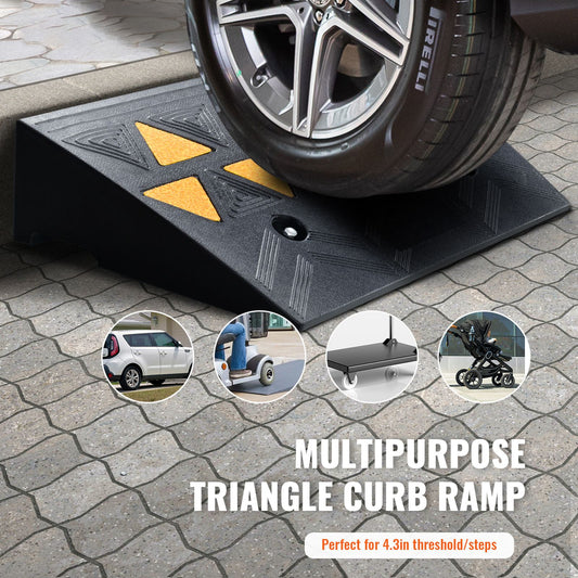 Rubber Curb Ramp 2 Pack, 11 cm Rise Height Heavy-Duty 15 tons Load Capacity Threshold Ramps, Driveway Ramps with Stable Grid Structure for Cars, Wheelchairs, Bikes, Motorcycles