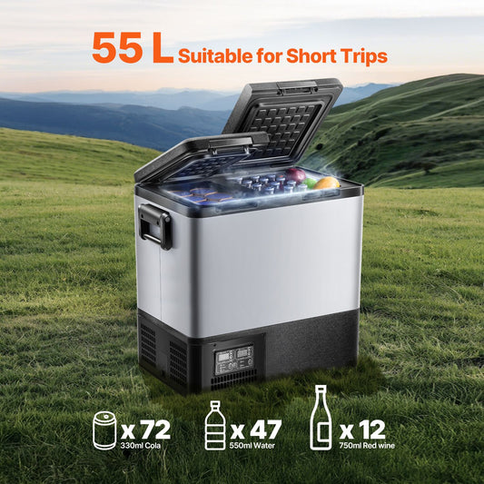 Portable Car Refrigerator Freezer Compressor 55L Dual Zone for Car Home