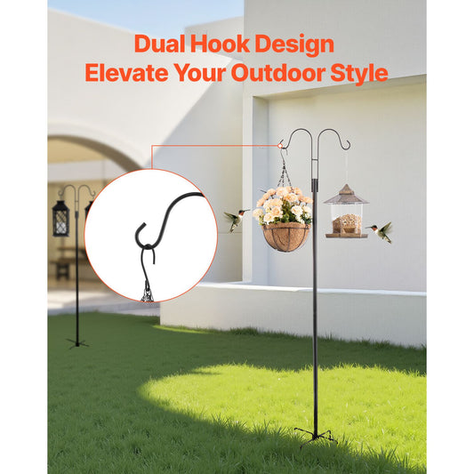 Double Shepherds Hooks for Outdoor, 8 Pack 1560 mm Heavy Duty Bird Feeder Pole, 19 mm Thick Garden Hooks for Hanging Hummingbird Feeder, Plant Baskets, Solar Light Lanterns,Wind Chimes