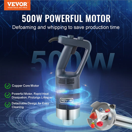 Commercial Immersion Blender 500W Heavy Duty Hand Mixer for Soup Sauces