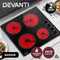 Devanti Electric Ceramic Cooktop 60cm Kitchen Cooker 4 Burner Hob Knob Control