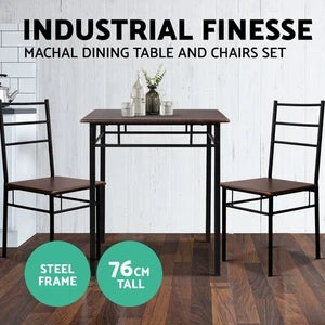 Artiss Dining Table and Chairs Dining Set Industrial Wooden Desk Metal Walnut
