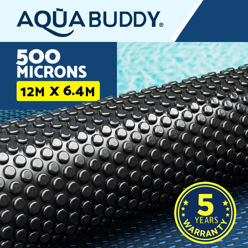 Aqua Buddy Pool Cover 500 Micron 12x6.4m Swimming Pool Solar Blanket Blue Black