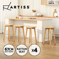 Artiss 4x Bar Stools Bamboo Rattan Stool Counter Chair Kitchen Barstools