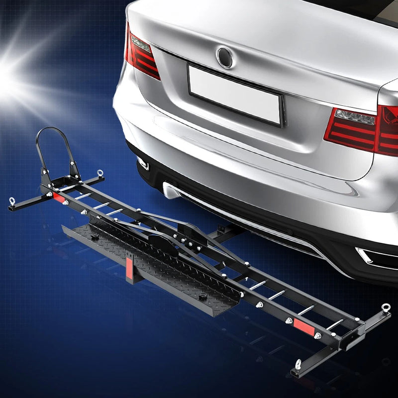 Giantz Motorcycle Motorbike Carrier Rack 2 Arms Ramp Dirt Bike 2'' Towbar Steel