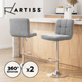 Artiss 2x Bar Stools Kitchen Dining Chairs Counter Stool Gas Lift Fabric Grey
