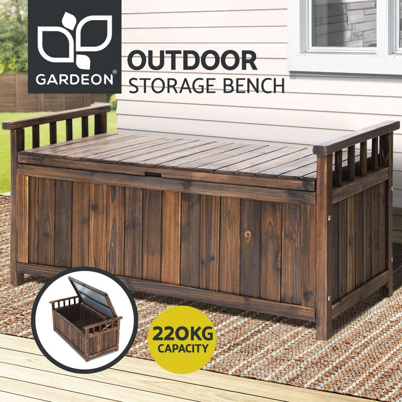 Gardeon Outdoor Storage Box Wooden Garden Bench Chest Toy Tool Sheds Furniture