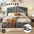 Artiss Bed Frame QUEEN Size Gas Lift Mattress Base Storage Velvet Grey FION