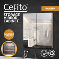 Cefito Bathroom Mirror Cabinet 600x720mm Vanity Medicine Shaving Makeup Natural