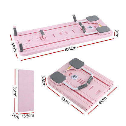 Everfit Pilates Reformer Abdominal Exercise Board Push Up Set Fitness Pink