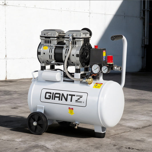 Giantz 24L Air Compressor 0.75HP Quiet Oil-Free Tyre Inflator