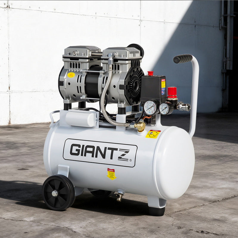 Giantz 24L Air Compressor 0.75HP Quiet Oil-Free Tyre Inflator