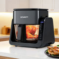 Devanti 2-in-1 Air Fryer 5.5L Dual Zone BBQ Grill Electric Cooker