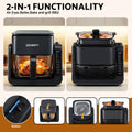 Devanti 2-in-1 Air Fryer 5.5L Dual Zone BBQ Grill Electric Cooker