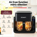 Devanti 2-in-1 Air Fryer 5.5L Dual Zone BBQ Grill Electric Cooker