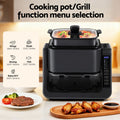 Devanti 2-in-1 Air Fryer 5.5L Dual Zone BBQ Grill Electric Cooker
