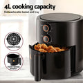 Devanti 4L Air Fryer 1500W Knob Control