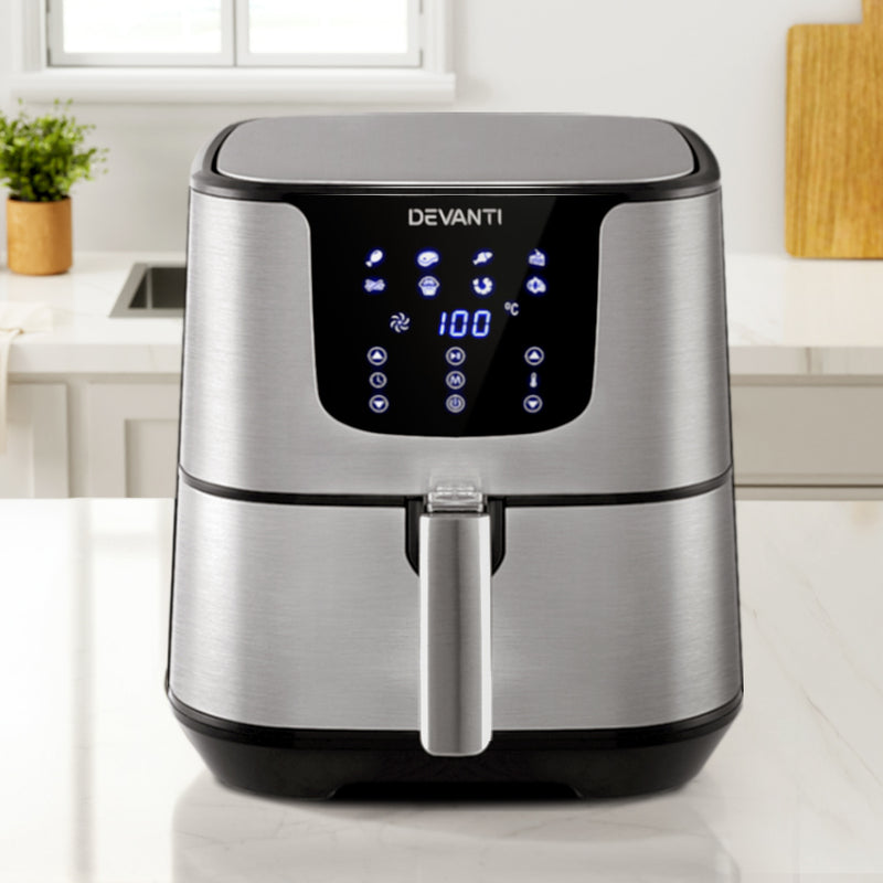 Devanti Air Fryer 7L LCD Stainless Steel