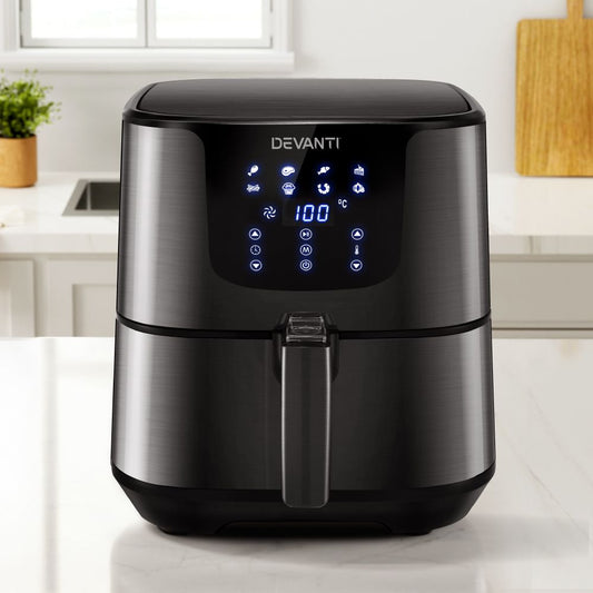Devanti Air Fryer 7L LCD Display Black Electric Cooker