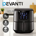 Devanti Air Fryer 7L LCD Display Black Electric Cooker