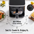 Devanti 4.5L Glass Air Fryer Kitchen Oven Knob Control 1350W Healthy Cooker Black