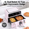 Devanti Air Fryer 9L Dual Zone 2600W Pink