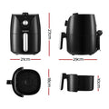 Devanti Air Fryer 2.5L Knob Control Stainless Steel