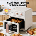 Devanti 6L Air Fryer 1700W Knob Control Cream