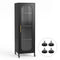 Artiss Buffet Cabinet Sideboard Slim Fluted Kitchen Storage Trolley Wheels Black
