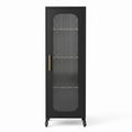 Artiss Buffet Cabinet Sideboard Slim Fluted Kitchen Storage Trolley Wheels Black