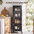 Artiss Buffet Cabinet Sideboard Slim Fluted Kitchen Storage Trolley Wheels Black
