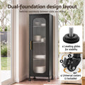 Artiss Buffet Cabinet Sideboard Slim Fluted Kitchen Storage Trolley Wheels Black