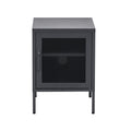 Artiss Bedside Table Mesh Door Cabinet Black