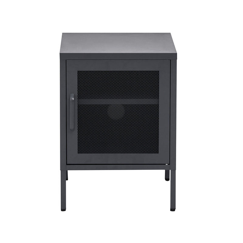 Artiss Bedside Table Mesh Door Cabinet Black
