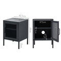 Artiss Bedside Table Mesh Door Cabinet Black