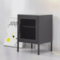 Artiss Bedside Table Mesh Door Cabinet Black