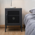 Artiss Bedside Table Mesh Door Cabinet Black
