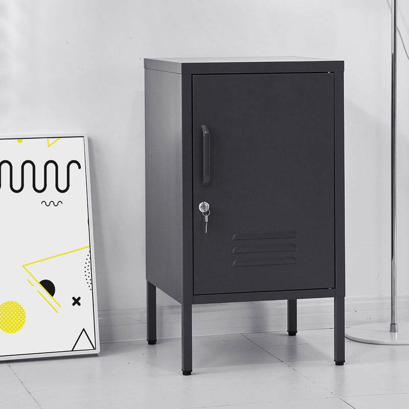 Artiss Bedside Table Metal Cabinet Black