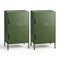 Artiss 2x Buffet Sideboard Cabinet Storage Cupboard 2 Doors Metal Green DOUBLE