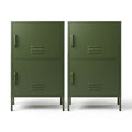 Artiss 2x Buffet Sideboard Cabinet Storage Cupboard 2 Doors Metal Green DOUBLE