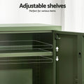 Artiss 2x Buffet Sideboard Cabinet Storage Cupboard 2 Doors Metal Green DOUBLE