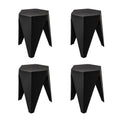 Artiss 4PC Puzzle Stool Plastic Bar Stools Stackable Black