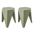 Artiss Bar Stools x2 Puzzle Plastic Footrest Green